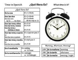 Spanish Time Chart Que Hora Es