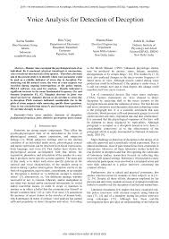The most advanced voice analysis technology available today. Pdf Voice Analysis For Detection Of Deception