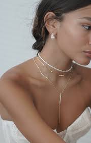 Gargantilla de perlas de agua dulce, delicado collar de perlas blancas,  collar de novia, regalo para ella