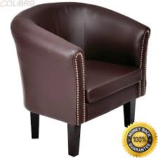 Colibroxaccent Arm Chair Tub Barrel Club Seat Nailhead Pu Leather W Cushion Coffee New Accent Armchair Chairs For Sale Accent Arm Chairs Living Room Chairs