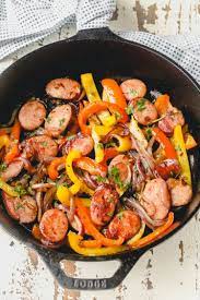 Easy Sausage And Pepper Skillet Whole30 Paleo Gluten Free All The Healthy Things Recipe Stuffed Peppers Easy Sausage Recipes Recipes