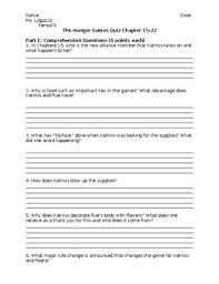 The first hunger games movie is officially in theaters today and that means many of us will be seeing it this weekend. Hunger Games Quiz Chapter 12 22 By Nicole Ercolano Tpt