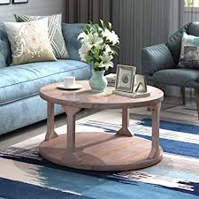 Shop wayfair for the best 36 inch coffee table. Buy P Purlove Round Rustic Coffee Table Wood Storage Shelf For Living Room With Dusty Wax Coating 36 Inch Grey Wash Online In Qatar B083zc7wm6