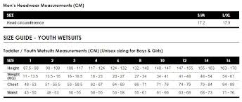 Wetsuit Size Chart Windance Boardshop