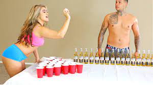 Traditional beer pong, only with trash cans (or buckets) replacing the cups and volley balls (or cheap rubber balls from the toy a combination of strip poker and beer pong, this new game is guaranteed to get any party started. Derek Deso Funnest Game Ever Strip Beer Pong Facebook