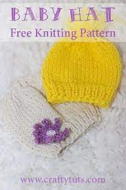 Knit Baby Hat For Beginners Free Pattern Crafty Tutorials Baby Hats Knitting Free Baby Hat Knitting Patterns Free Baby Hat Knitting Pattern