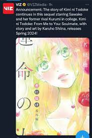 Kimi ni todoke sequel from me to you:Soulmate licensed by VIZ English  spring 2024 release. Source below : r/shoujo