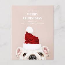 Merry Christmas Cute Dog Animal Santa Claus Holiday Postcard Zazzle Com Holiday Postcards Christmas Postcard Merry Christmas