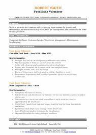 Find the best food bank volunteer resume examples to help you improve your own resume. Food Bank Volunteer Resume Samples Qwikresume