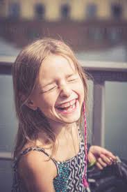 Portrait of laughing girl stock photo