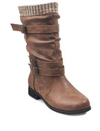 NANIYA Women's Brown Ankle Boots Knit-Cuff Mid-Calf Brown Strap Size  39 EU/ 8 US | eBay