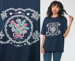 Browse similar patterns color this pattern. Floral T Shirt 90s Grunge Navy Blue Floral Tee Short Sleeve Tshirt Flower Print Jerzees Heart Shirt 1990s Vintage Extra Large Xl L