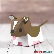 Set one half aside and then cut the second half in two pieces horizontally about a third of the way way the top. Make Paper Dog Puppy Boxes So Adorable Jennifer Maker