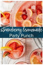 Strawberry Lemonade Party Punch Is A Fun Summer Punch Recipe To Enjoy On Hot Days This Alcoholic Party Party Punch Recipes Lemonade Punch Recipe Punch Recipes