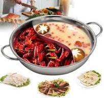 Stainless Steel Hot Pot Shabu Hot Pot S-type Stockpot With Divider + Glass  Lid