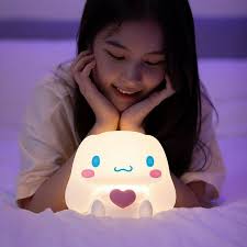 NEW Kawaii Cute Heart Cinnamoroll Pat Night Light Cartoon USB Rechargeable  Induction Bedside Night Lamp with Remote -Three Light Modes