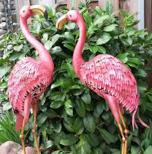 Flamingo 2er Set Gartenfigur Metall Figur Bunt Tier Vogel Deko Teich Hohe 97cm In Garten Amp Terrasse Dekoration Ga Gartenfiguren Teichfiguren Garten Deko