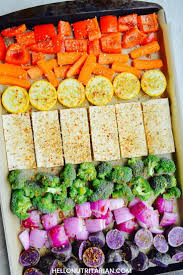 No Oil Tofu Veggies Sheet Pan Meal Hello Nutritarian Recipe Sheet Pan Recipes Wfpb Recipes Food