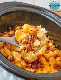 Sprinkle bacon layer with cut up chicken pieces. Crock Pot Chicken Tater Tot Casserole The Country Cook