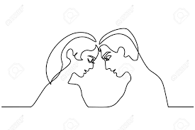Continuous Line Drawing Man And Woman Silhouettes In Love On Royalty Free Cliparts Vectors And Stock Illustration Image 93243453 Retro badge gangsters and mafia. continuous line drawing man and woman silhouettes in love on