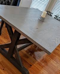 Table Was Delivered And Installed Earlier This Morning The Base And Top Were Made From Red Oak And Stained In A Contrasting Two Tone Color Red Oak Table Oak