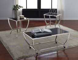 Metal base in black finish. Blasney Black And Chrome Coffee And End Table Set Dining Furniture
