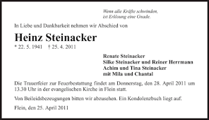 Add a bio, trivia, and more. Traueranzeigen Von Heinz Steinacker Www Trauerundgedenken De