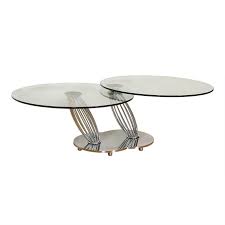 Modern expandable 12mm tempered glass rotating glass coffee table metal small coffee table product description this is a rotatable coffee table, the structure is stable without shaking, more solid and safe, so that you have no worries. Vintage Chrome Glass Rotating Double Top Coffee Table From Modern Mobler Of Takoma Dc Kensington Md Attic