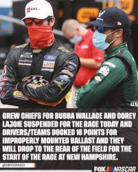 Six of the 99 mis cup series races have ended early because of bad weather. Nascar On Fox Inspection Issues For Bubba Wallace And Facebook