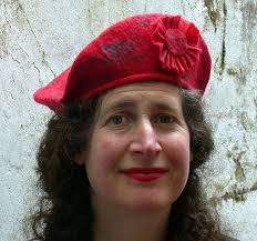 Aubergine felt beret made in vintage block with aubergine pheasant feathers  and vintage brooch