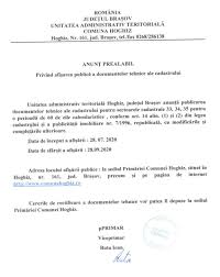 7 din 1996 a cadastrului si publicitatii imobiliare capitolul i : Anunt Prelabil Privind AfiÈarea PublicÄ A Documentelor Tehnice Ale Cadastrului Comuna Hoghiz