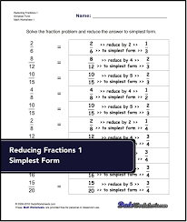 Reducing Fractions The Fraction Worksheets On This Page Introduce Reducing Gradually By Providing Problems With Reducing Fractions Simple Fractions Fractions