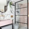 A millenial pink bathroom with a floating vanity clad with tiles, stained wood and black grout to make a contrast. Https Encrypted Tbn0 Gstatic Com Images Q Tbn And9gctt9ptankgao6uqnvaski7ubtertpuhzx10ookxkqxrxm6klfwz Usqp Cau