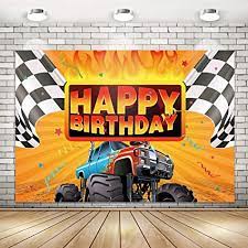 A monster truck is a vehicle usually styled after a pickup truck. Amazon Com Monster Truck Vehicle Party Decorations Monster Truck Happy Birthday Backdrop Banner For Kids Teenagers Monster Truck Checkered Flag Cars Backdrop Background Banner Wall Decorations Birthday Baby Shower Party Supplies 71 X