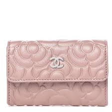 Chanel Goatskin Camellia Embossed Card Holder Wallet Light Pink In 2020 Card Holder Wallet Wallet Light Pink