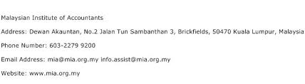 It was established under the accountants act, 1967 to regulate and develop the accountancy profession in this country. Malaysian Institute Of Accountants Address Contact Number Of Malaysian Institute Of Accountants