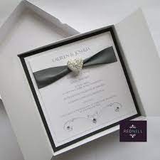 Grey Wedding Invitation Boxed Luxury Couture Modern Elegant Gray White Ivory Black S Wedding Cards Green Wedding Invitations Grey Wedding Invitations