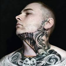 80 Throat Tattoos For Men Cool Masculine Design Ideas Throat Tattoo Back Of Neck Tattoo Men Geometric Throat Tattoo