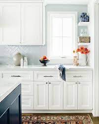 Ihr shop für englisches geschirr. Light Blue Herringbone Tiles With White Cabinets Transitional Kitchen