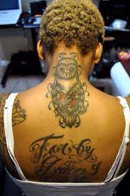 Brown Skin Black Girl Back Tattoo Red Ink Color Tattoo Light Brown Tattoos Brown Tattoo Ink