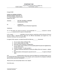 Sample letter for business closure. Letter Request For Closure Of Business Bir