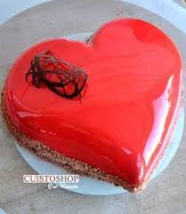 Bavarois Coeur Bombe Glacage Miroir Glacage Miroir Rouge Patisserie Coeur Bombe