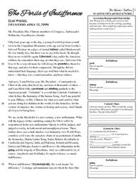 Learn vocabulary, terms and more with flashcards. Elie Wiesel S Perils Of Indifference Speech With Scaffolded Annotations