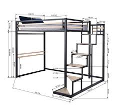 Lit mezzanine le quai des affaires lit mezzanine studio 90x190 1 sommier caisson 3 tiroirs bureau étagère blanchi. Lit Mezzanine 2 Personnes 140x200 Cm Metal Noir Et Bois Clair Lit But