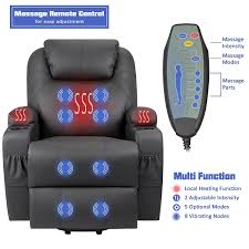 Walnew Power Lift Recliner With Massage And Heat Black Faux Leather Walmart Com In 2020 Lift Recliners Black Faux Leather Special Massage