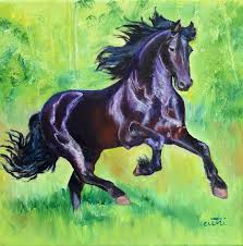 Through the early middle ages and high m. Black Friesian Horse Painting By Anne Cameron Cutri Saatchi Art