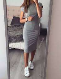 25 Ideas For Dress Midi Bodycon Casual Sneakers Fashion Outfits Fashion Bodycon Outfits