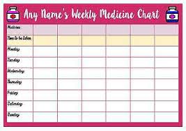 A4 Personalised Weekly Medicine Chart Laminated Pen