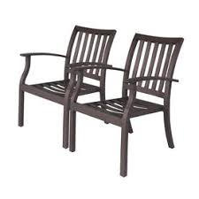 Shop Allen Roth Set Of 2 Gatewood Brown Slat Seat Aluminum Stackable Patio Dining Chairs At L Lowes Patio Furniture Outdoor Dining Chairs Patio Dining Chairs