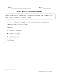 Poetry Worksheets Poetry Worksheets Acrostic Acrostic Poem